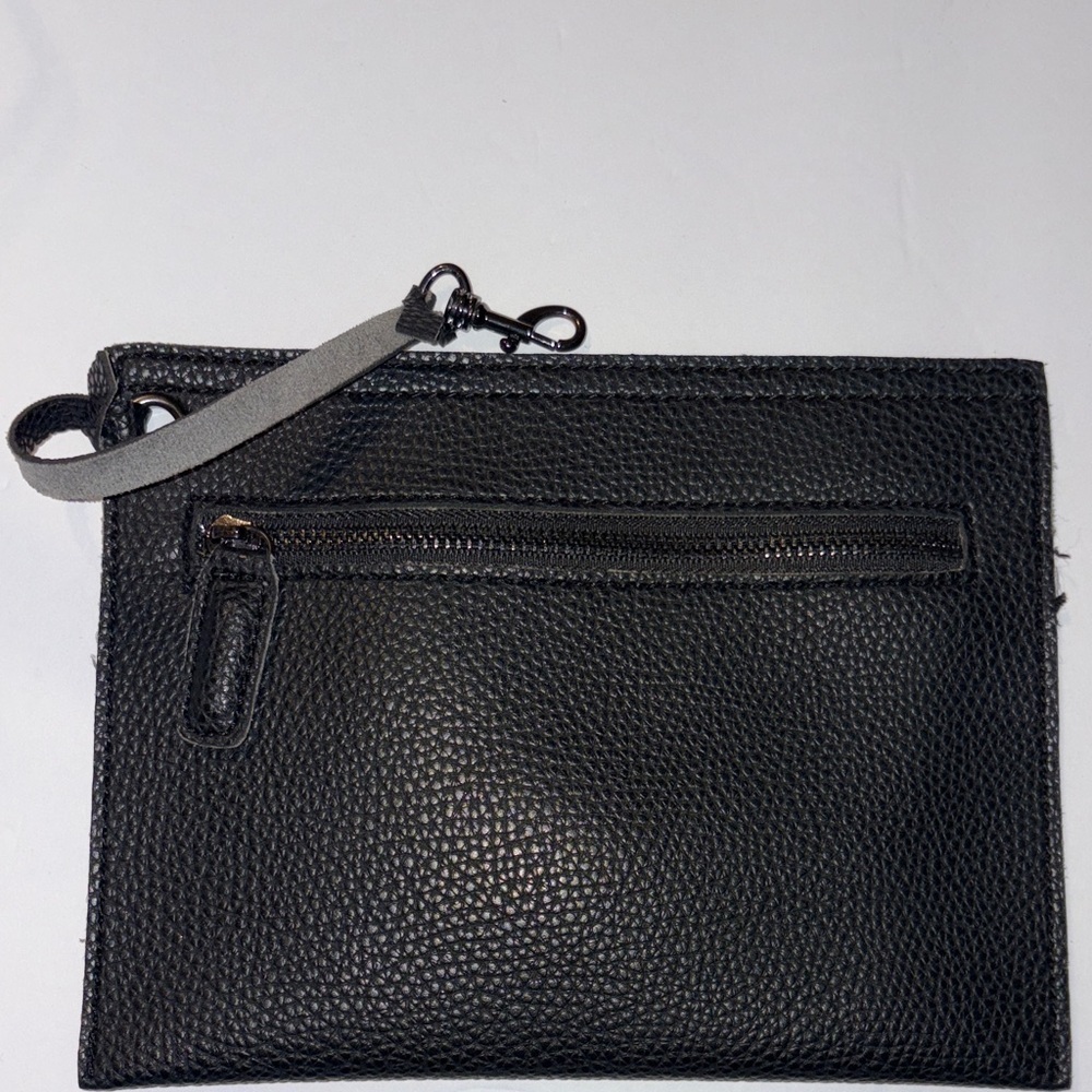 Street Level Black Textured Clutch with Wrist Strap